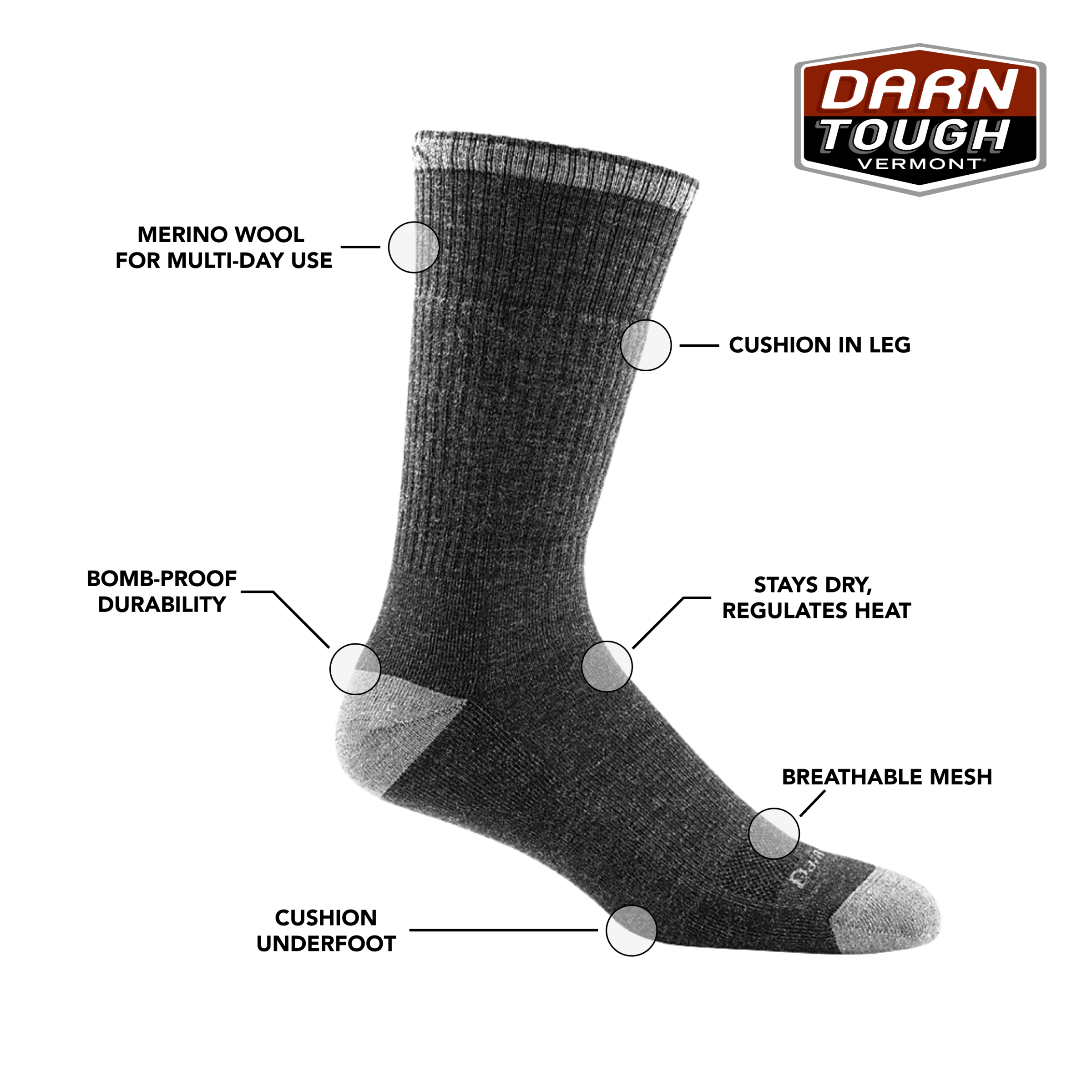 Darn Tough Socks Men's John Henry Boot Midweight Work Sock - Image 6