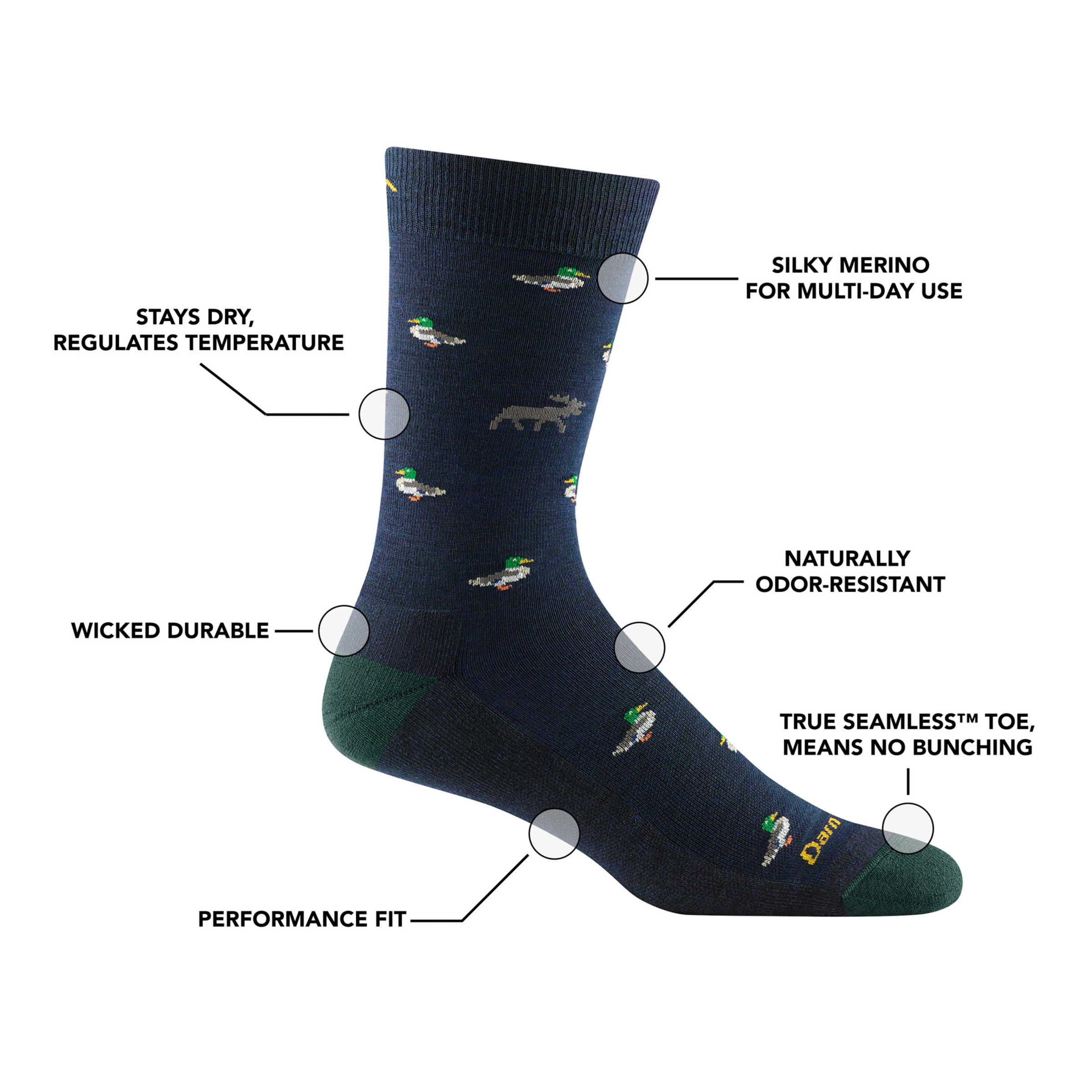 Darn Tough Socks Men's Duck Duck Moose Crew Lightweight Lifestyle Socks - Image 8