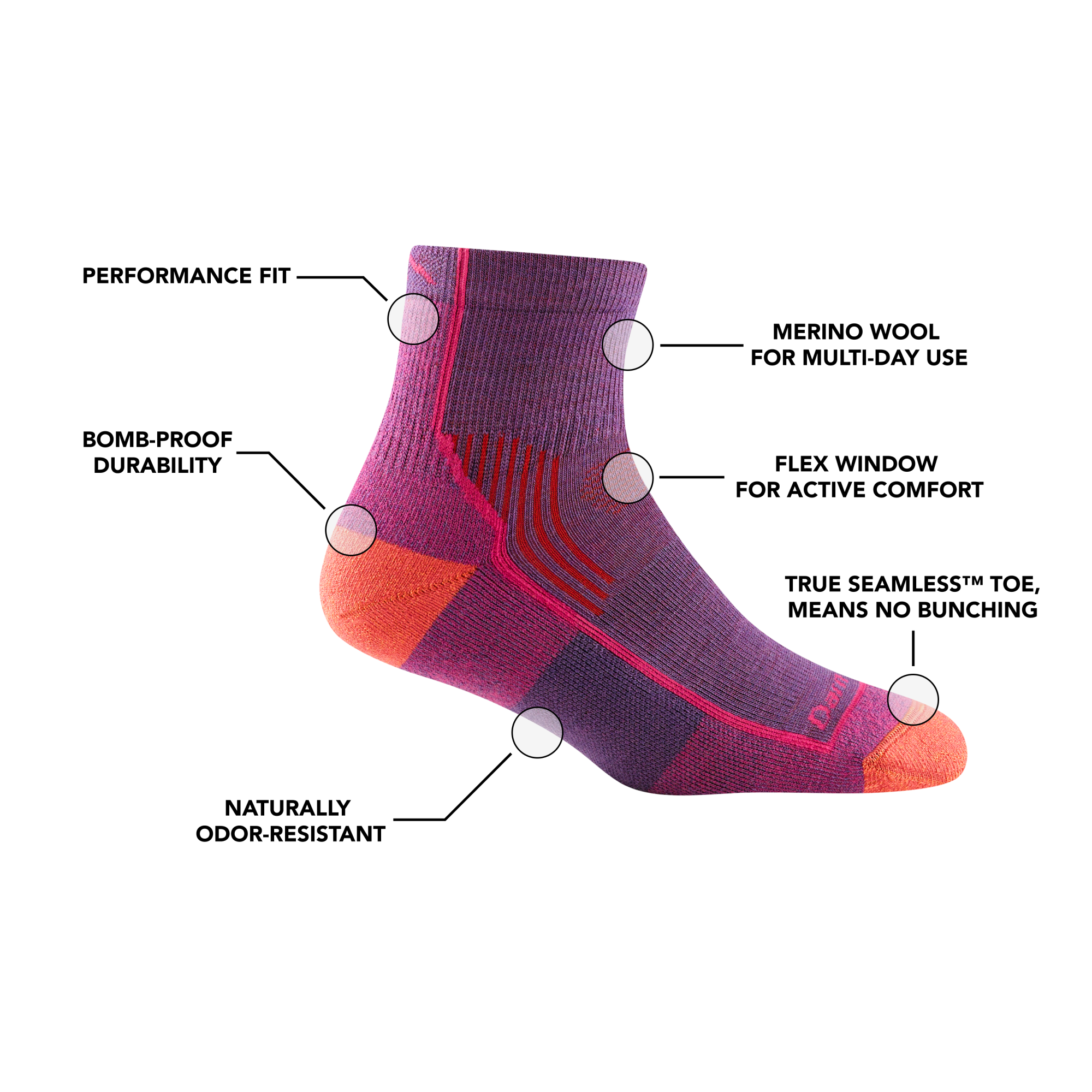 Darn Tough Socks Women's Hiker Quarter Midweight Hiking Socks - Image 10