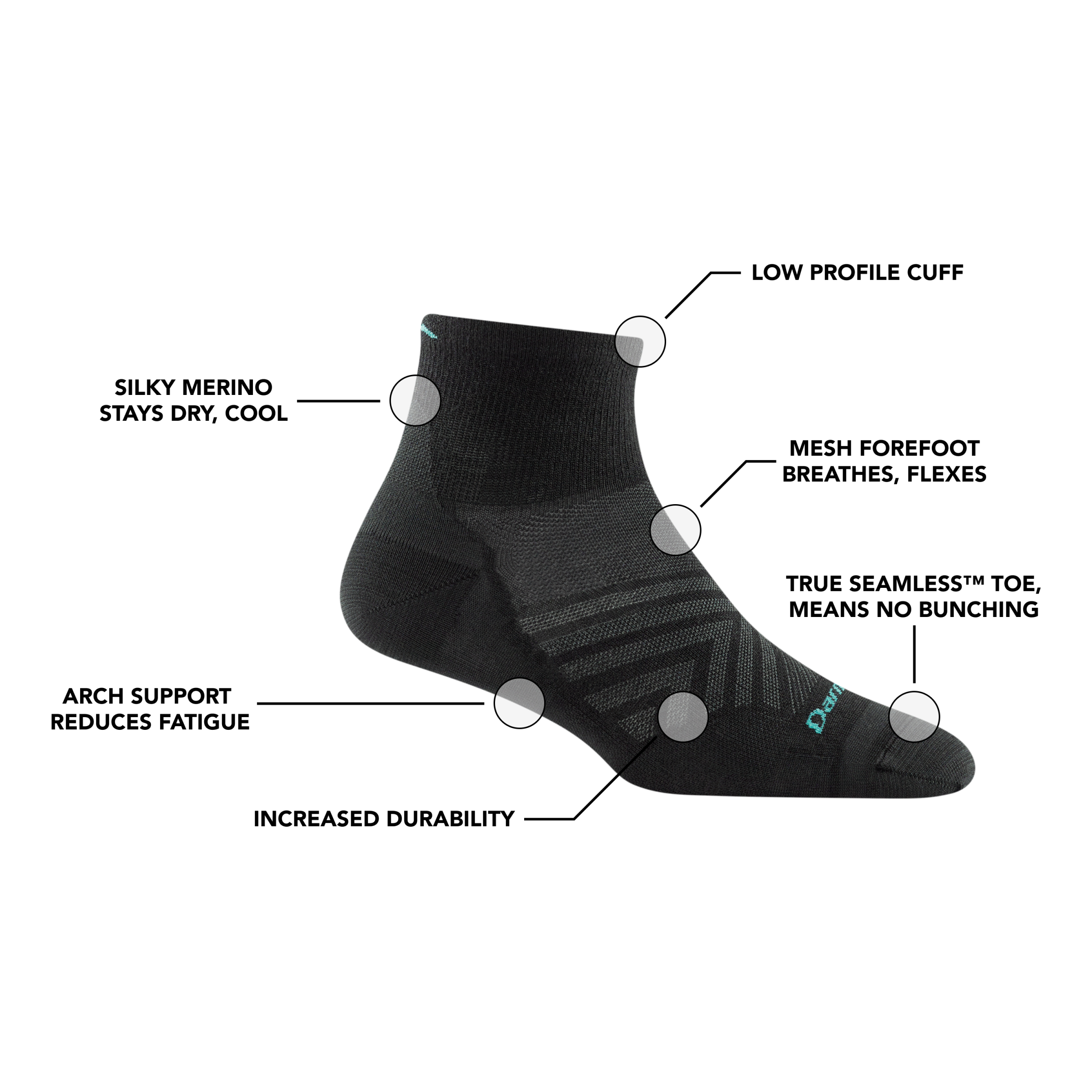 Darn Tough Socks Women's Run Quarter Ultra-Lightweight Running Socks - Image 8