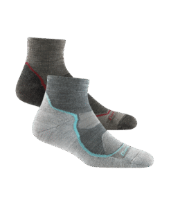 Darn Tough Socks Men's and Women's Hiker 1/4 Sock 2-Pack
