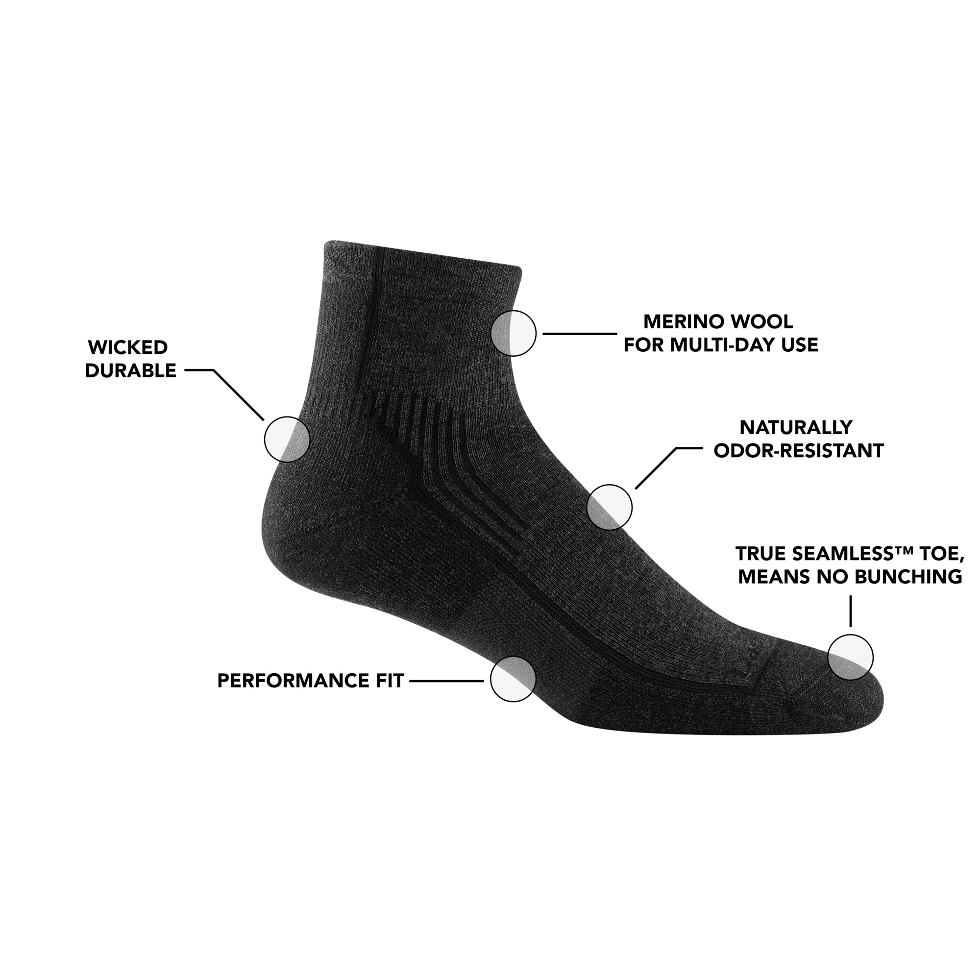 Darn Tough Socks Men's Hiker Quarter Midweight Hiking Socks - Image 6