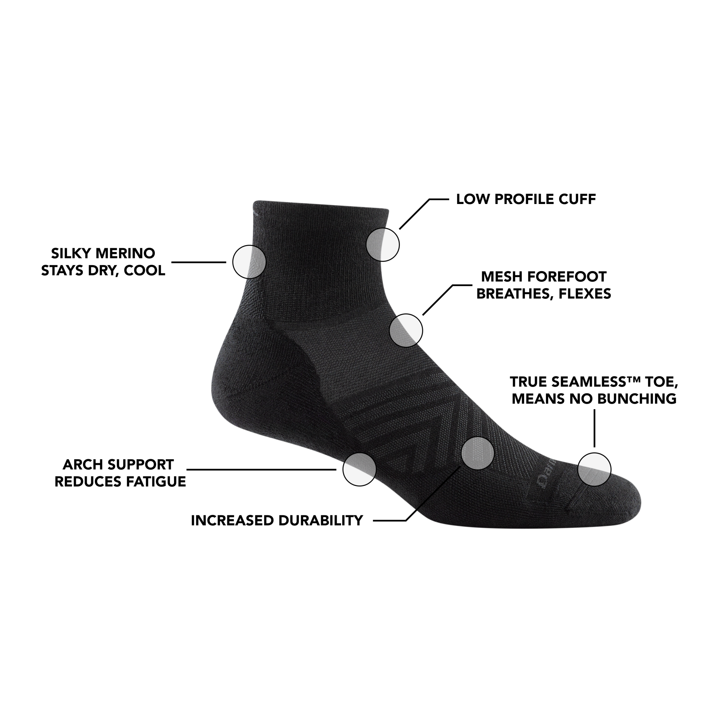 Darn Tough Socks Men's Run Quarter Cushioned Ultra-Lightweight Running Socks - Image 8