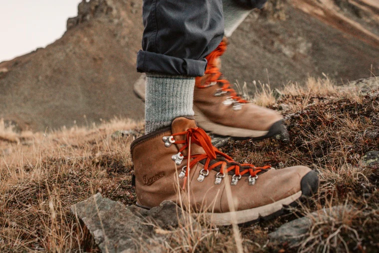 Shop Heavyweight socks - feet in hiking boots and warm merino wool hiking socks